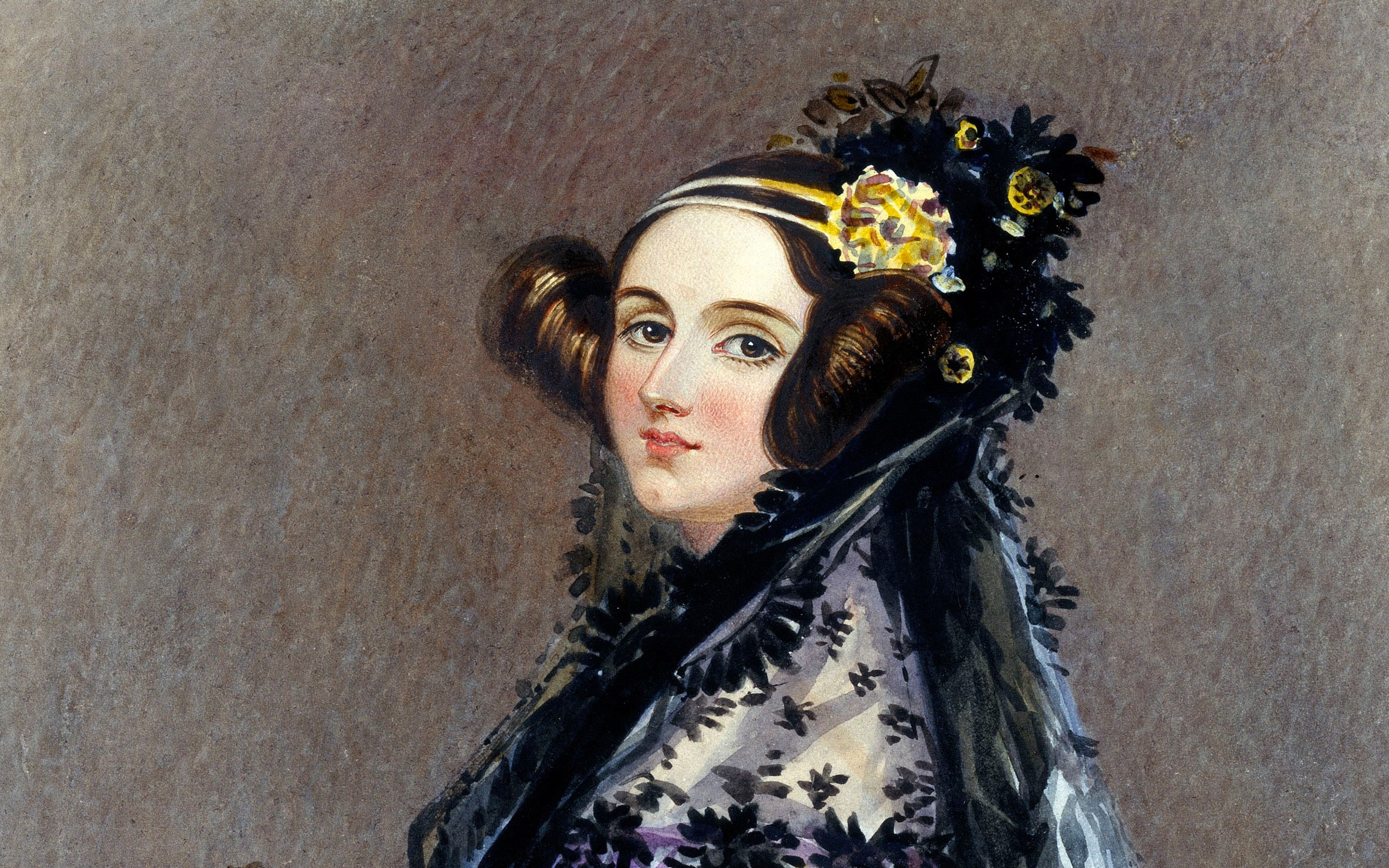 Watercolour Portrait of Ada King, Countess of Lovelace (Ada Lovelace), painted by Alfred Edward Chalon